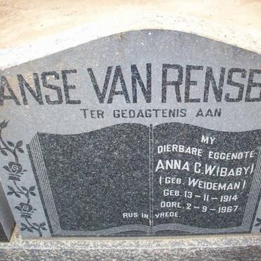 RENSBURG Anna C.W., Janse van nee WEIDEMAN 1914-1967