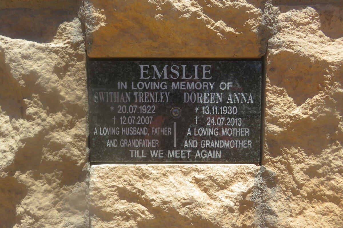EMSLIE Swithan Trenley 1922-2007 &amp; Doreen Anna 1930-2013