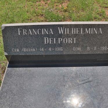 DELPORT Francina Wilhelmina nee BOTHA 1916-1984