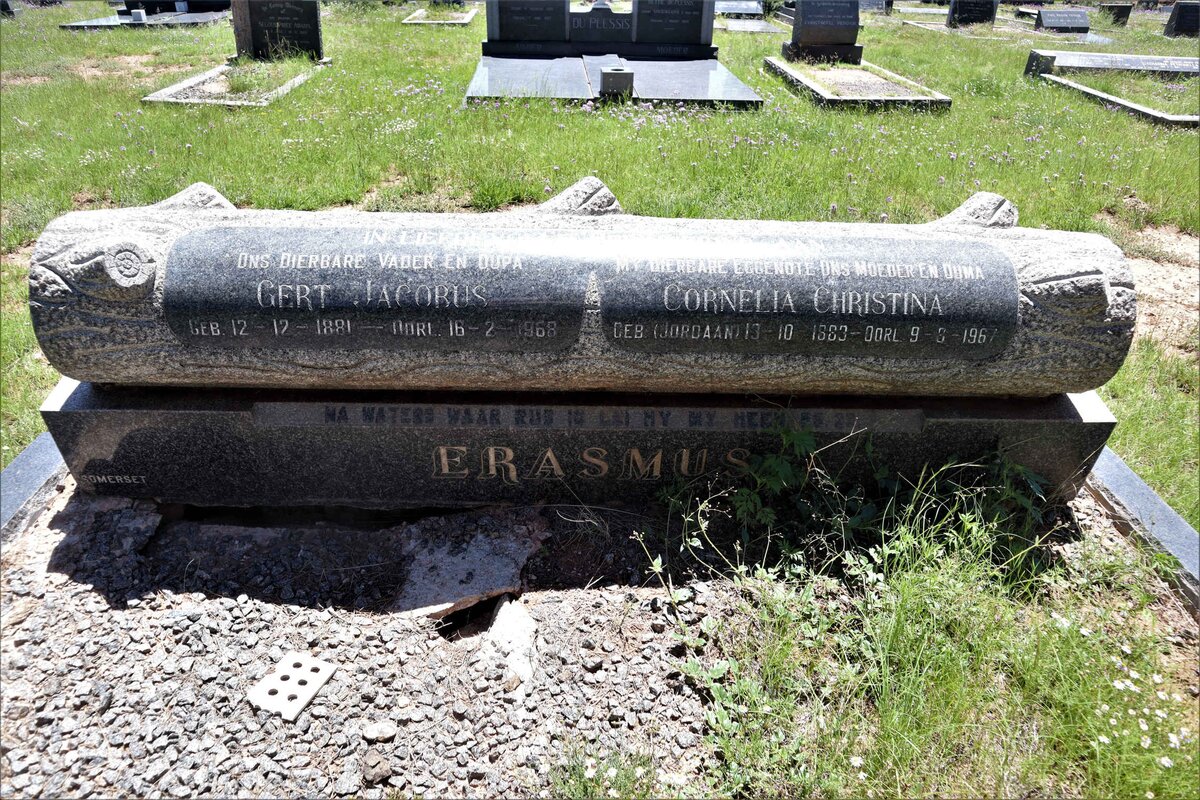 ERASMUS Gert Jacobus 1881-1968 &amp; Cornelia Christina JORDAAN 1883-1967