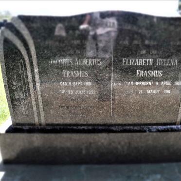 ERASMUS Jacobus Albertus 1891-1952 &amp; Elizabeth Helena VAN HEERDEN 1901-1981