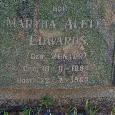 EDWARDS Martha Aletta nee VENTER 1894-1969