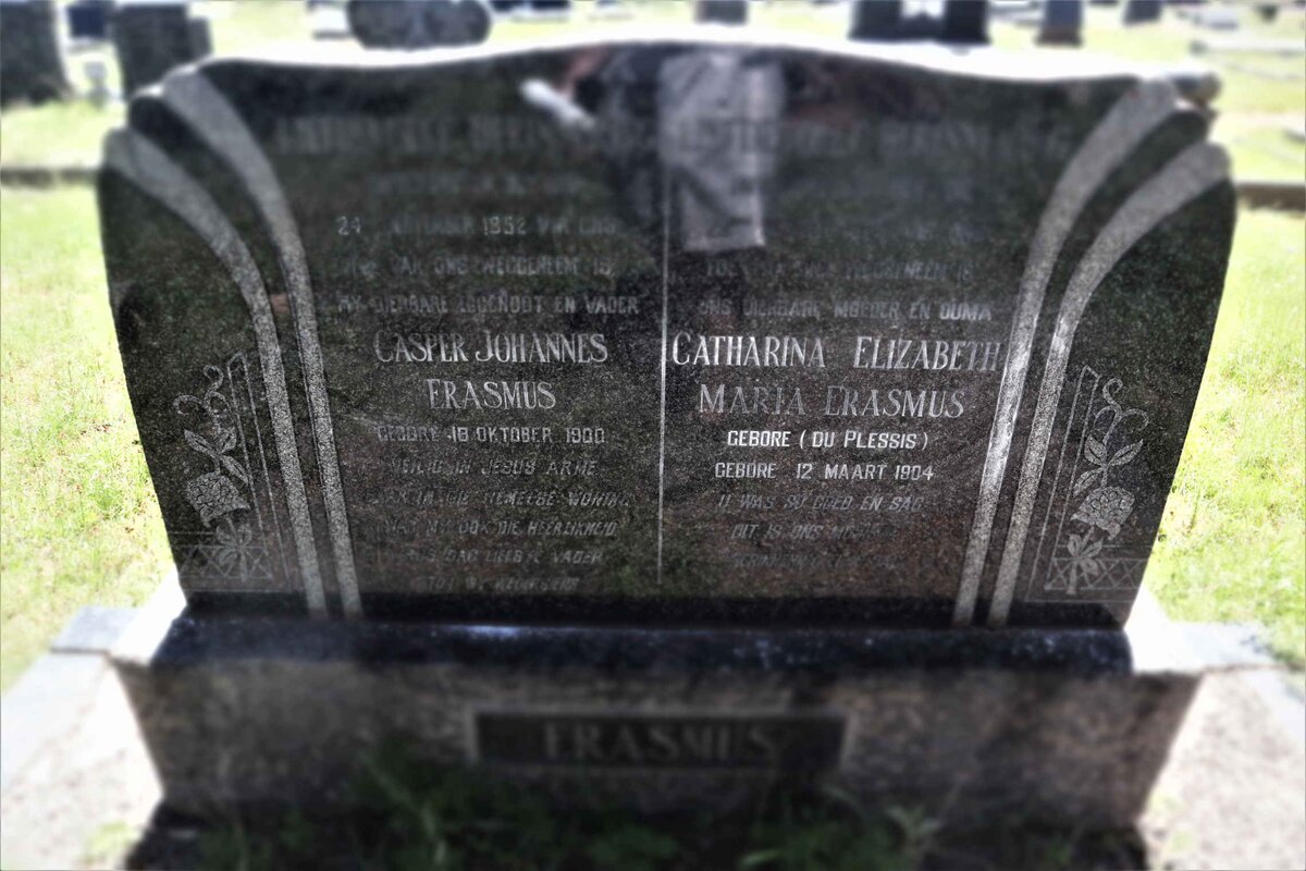 ERASMUS Casper Johannes 1900-1952 &amp; Catharina Elizabeth Maria DU PLESSIS 1904-