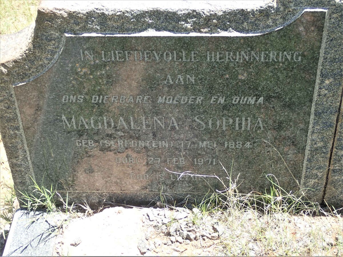 GOOSEN Gabriel Johannes de Villiers 1878-1952 &amp; Magdalena Sophia SERFONTEIN 1884-1971
