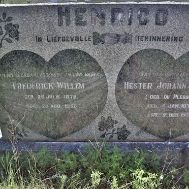HENRICO Frederick Willem 1872-1955 &amp; Hester Johanna Maria DU PLESSIS 1877-1965