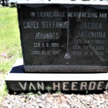HEERDEN Carel Stefanus, van 1890-1941 &amp; Jacoba Jacomina HATTINGH 1889-1978