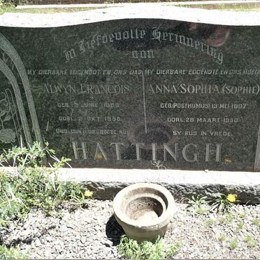 HATTINGH Alwyn Francois 1886-1955 &amp; Anna Sophia POSTHUMUS 1887-1950