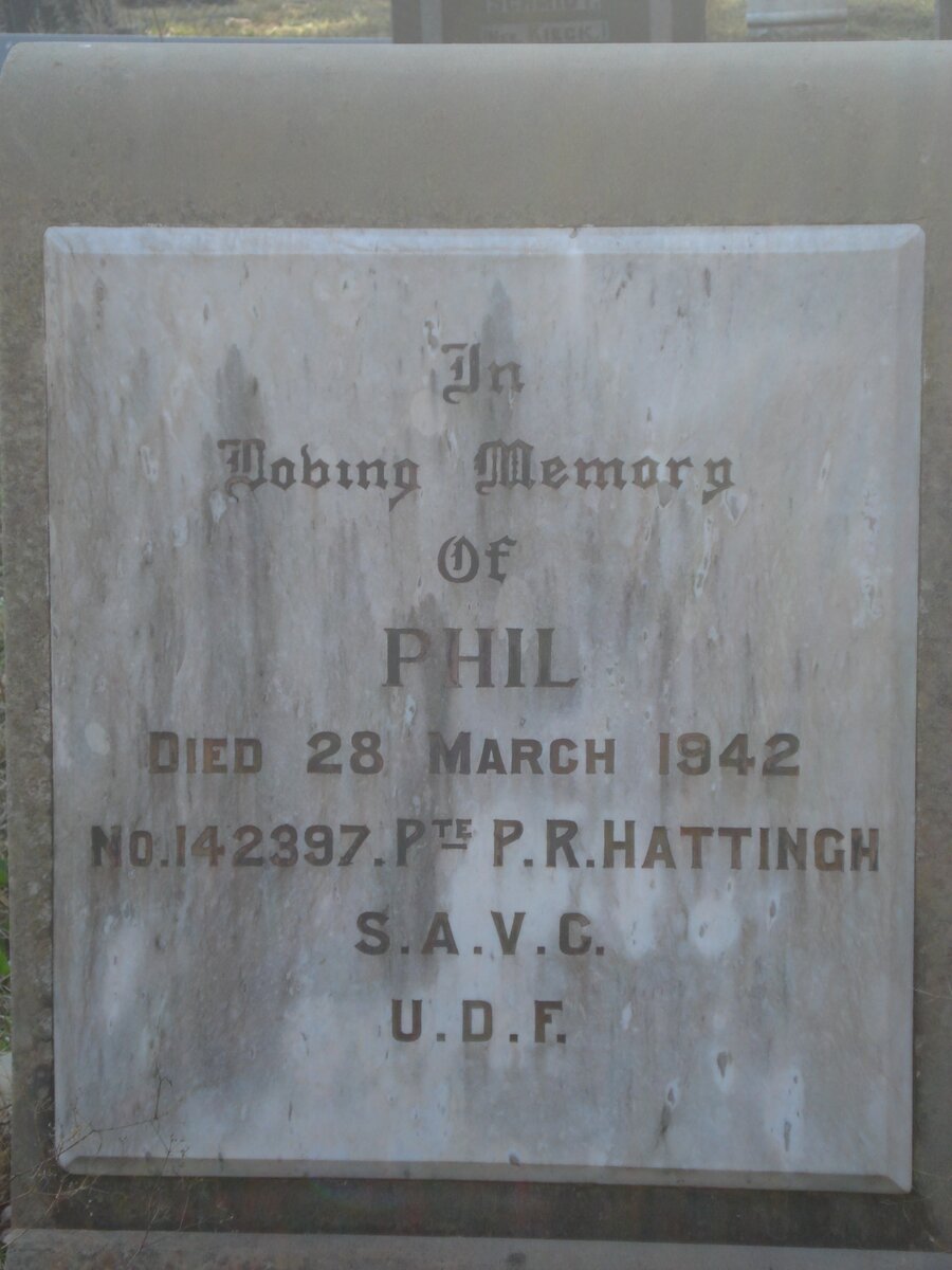 HATTINGH Phil P.R. -1942