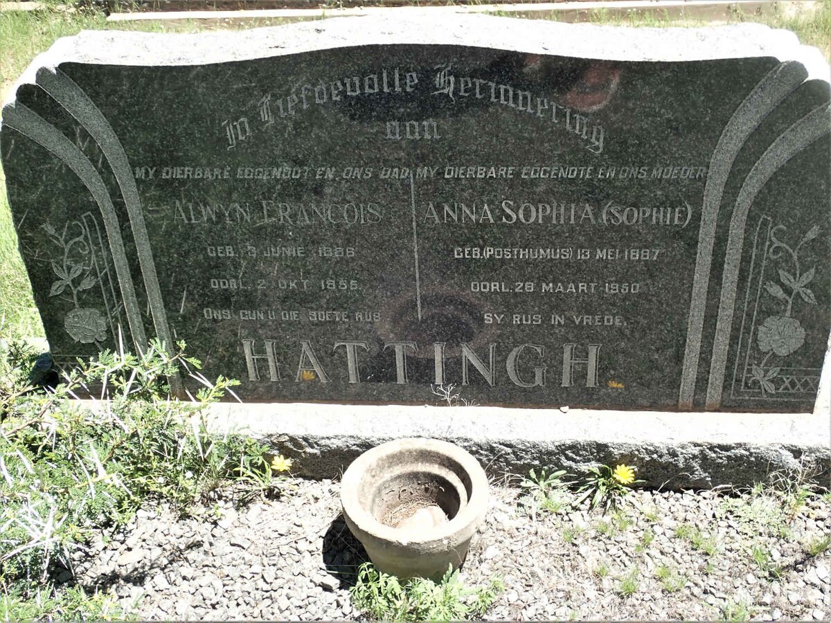 HATTINGH Alwyn Francois 1886-1955 &amp; Anna Sophia POSTHUMUS 1887-1950
