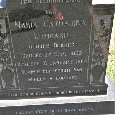 LOMBARD Maria Catharina nee BEKKER 1882-1904
