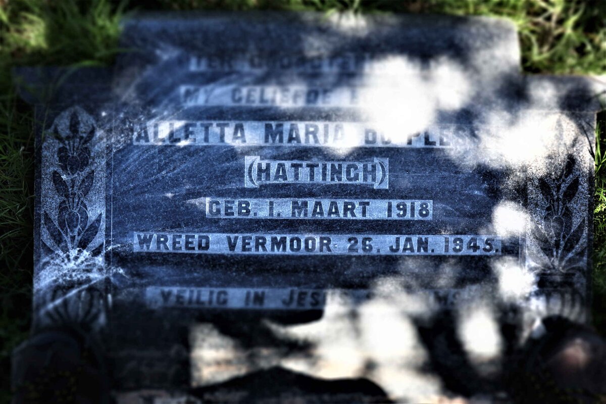 PLESSIS Aletta Maria, du nee HATTINGH 1918-1945