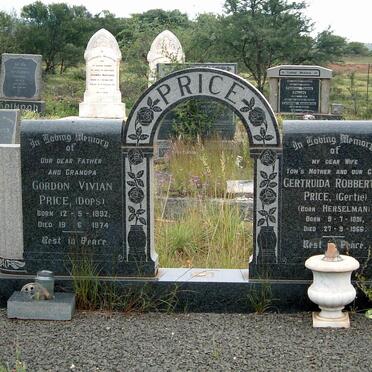 PRICE Gordon Vivian 1892-1974 :: PRICE Gertruida Robbertze born HERSELMAN 1891-1966