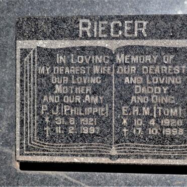 RIEGER E.H.M. 1920-1998 &amp; P.J. 1921-1997