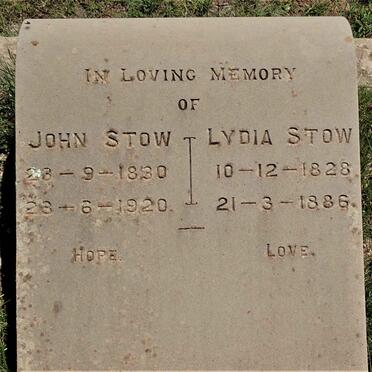 STOW John 1880-1920 &amp; Lydia 1828-1886