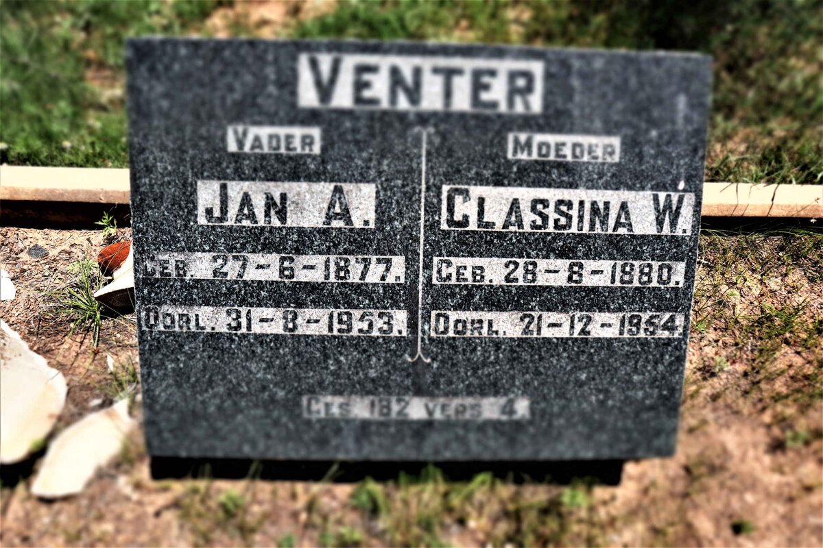 VENTER Jan A. 1877-1953 &amp; Classina W. 1880-1954