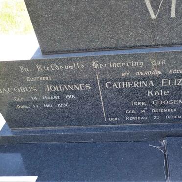 VISSER Jacobus Johannes 1915-1998 &amp; Catherina Elizabeth Kate GOOSEN 1911-1968