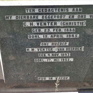VENTER C.H. 1888-1945 &amp; H.M. VAN HEERDEN 1893-1952