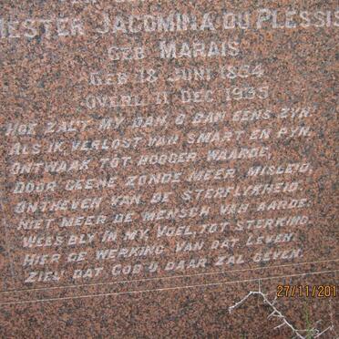 PLESSIS Hester Jacomina, du nee MARAIS 1854-1935