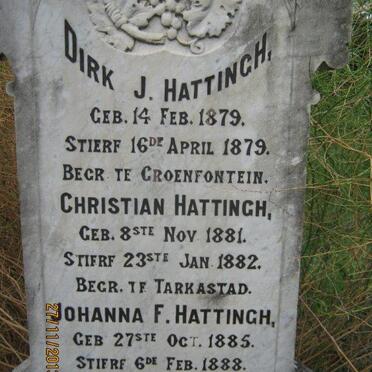 HATTINGH Dirk J. 1879-1879 :: HATTINGH Christian 1881-1882 :: HATTINGH Johanna F. 1885-1888