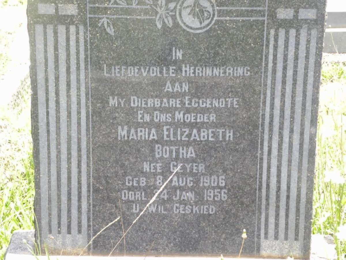 BOTHA Maria Elizabeth nee GEYER 1906-1956
