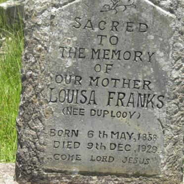 FRANKS Louisa nee DU PLOOY 1858-1929