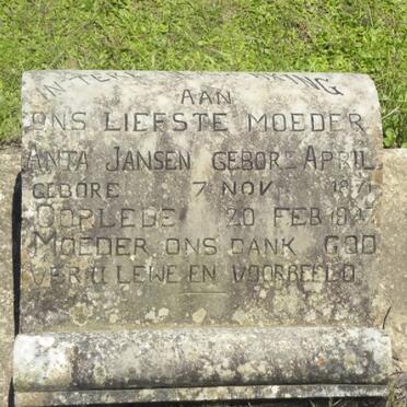 JANSEN Anta nee APRIL 1871-1947