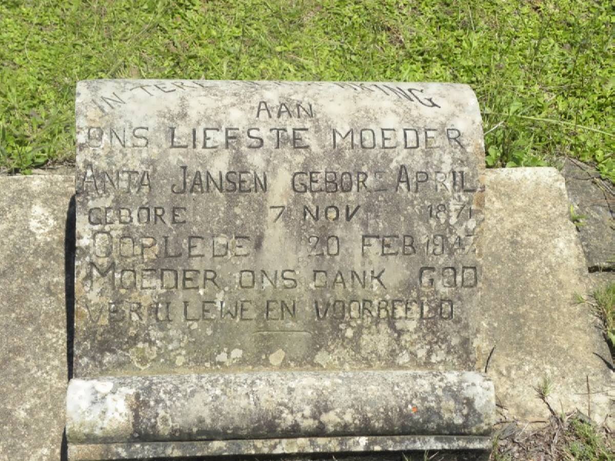 JANSEN Anta nee APRIL 1871-1947