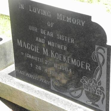 KOEKEMOER Gerrit G. 1894-1972 &amp; Maggie M. GRAVETT 1904-1984