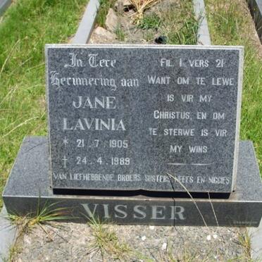 VISSER Jane Lavinia 1905-1989