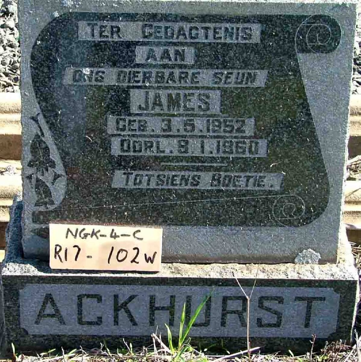 ACKHURST James 1952-1960