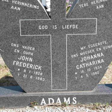 ADAMS John Frederick 1928-1983 &amp; Johanna Catharina 1934-1982