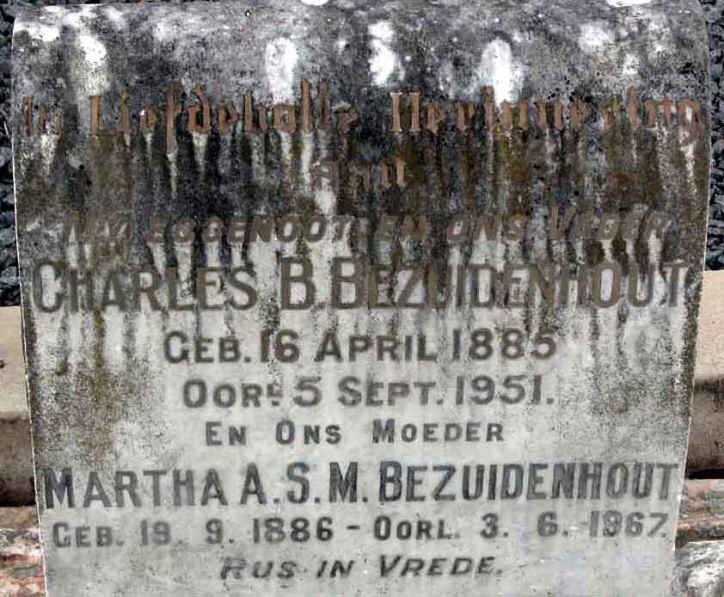BEZUIDENHOUT Charles B. 1885-1951 &amp; Martha A.S.M. 1886-1967