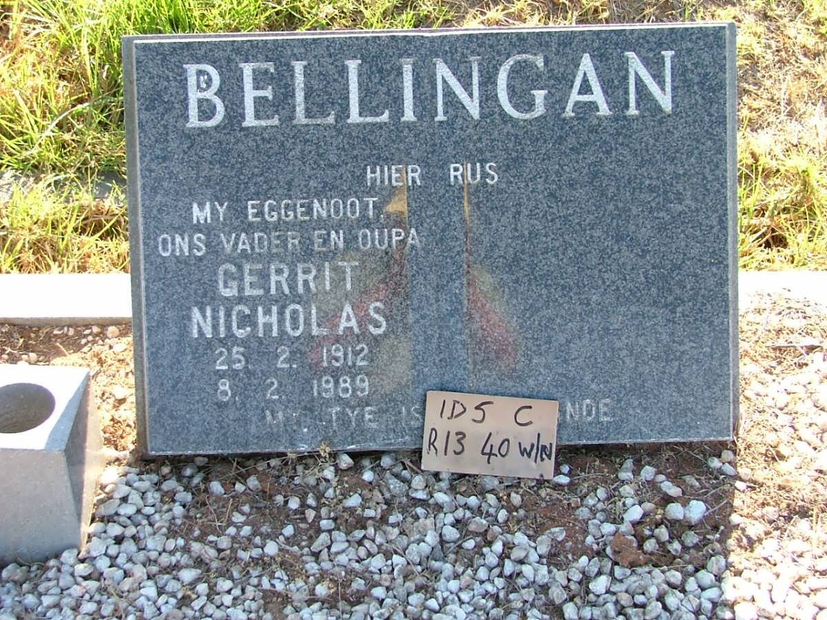 BELLINGAN Gerrit Nicholas 1912-1989