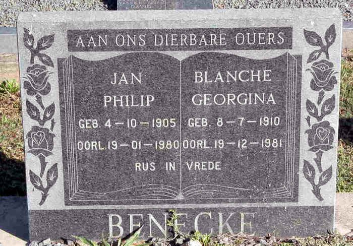 BENECKE Jan Philip 1905-1980 &amp; Blanche Georgina 1910-1981