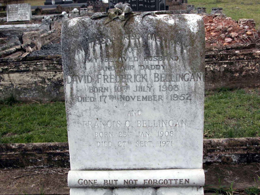 BELLINGAN David Frederick 1908-1952 &amp; Francis C. 1908-1971
