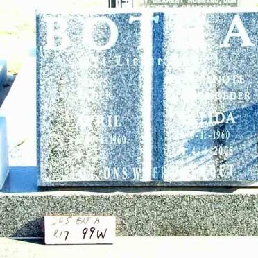 BOTHA Cyril 1960- &amp; Alida 1960-2005