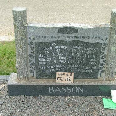 BASSON Jurie J.G.S. 1900-1965 &amp; Maria J.A. 1909-1992