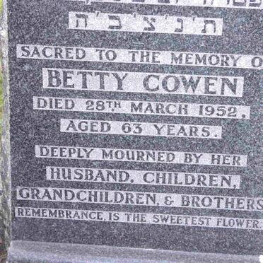 COWEN Betty -1952