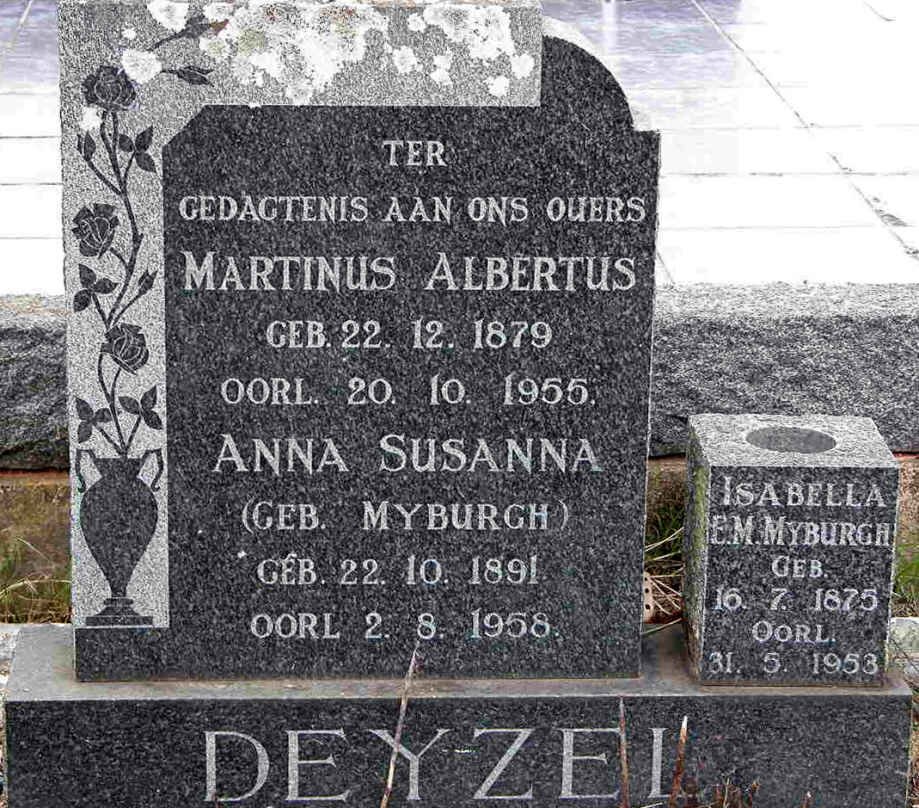 DEYZEL Martinus Albertus 1879-1955 &amp; Anna Susanna MYBURGH 1891-1958