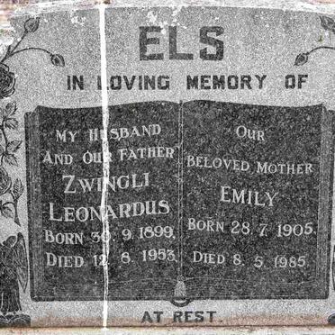 ELS Zwingli Leonardus 1899-1953 &amp; Emily 1905-1985