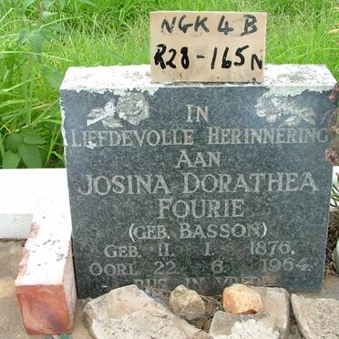 FOURIE Jousina Dorathea nee BASSON 1876-1964 :: FOURIE Frederick 1910-1985 &amp; Maria E. 1912-1998