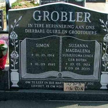 GROBLER Simon 1914-1985 &amp; Susanna Magdalena BOTHA 1924-2005