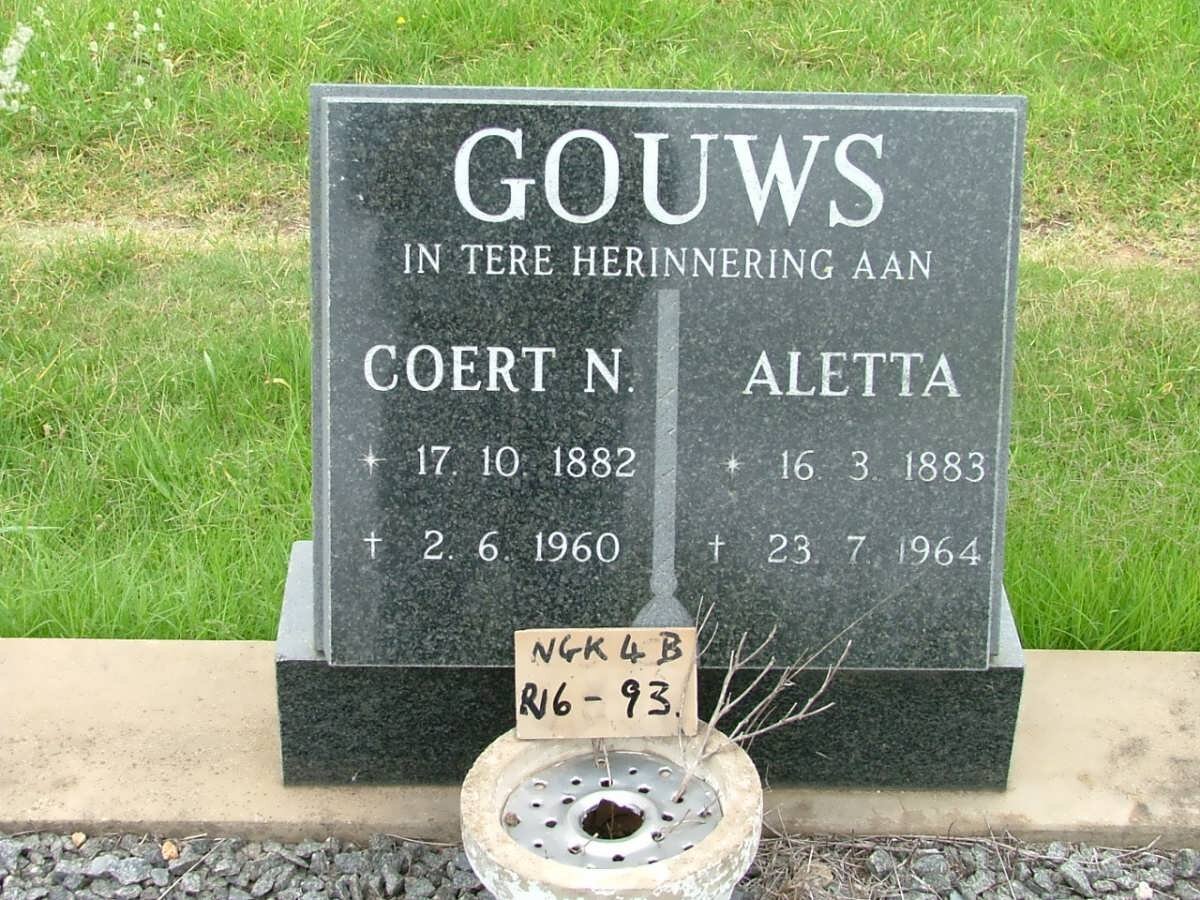 GOUWS Coert N. 1882-1960 &amp; Aletta 1883-1964