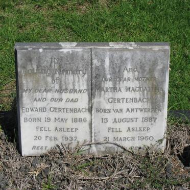 GERTENBACH Edward 1886-1937 &amp; Martha Magdalena VAN ANTWERPEN 1887-1960 