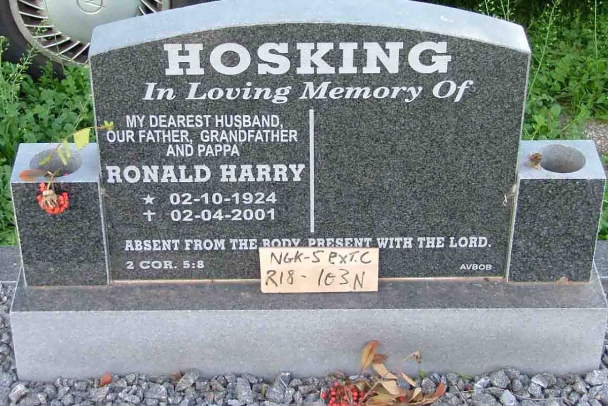 HOSKING Ronald Harry 1924-2001