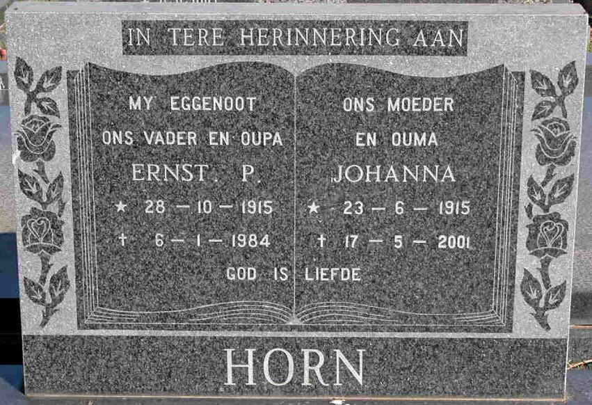 HORN Ernst P. 1915-1984 &amp; Johanna 1915-2001