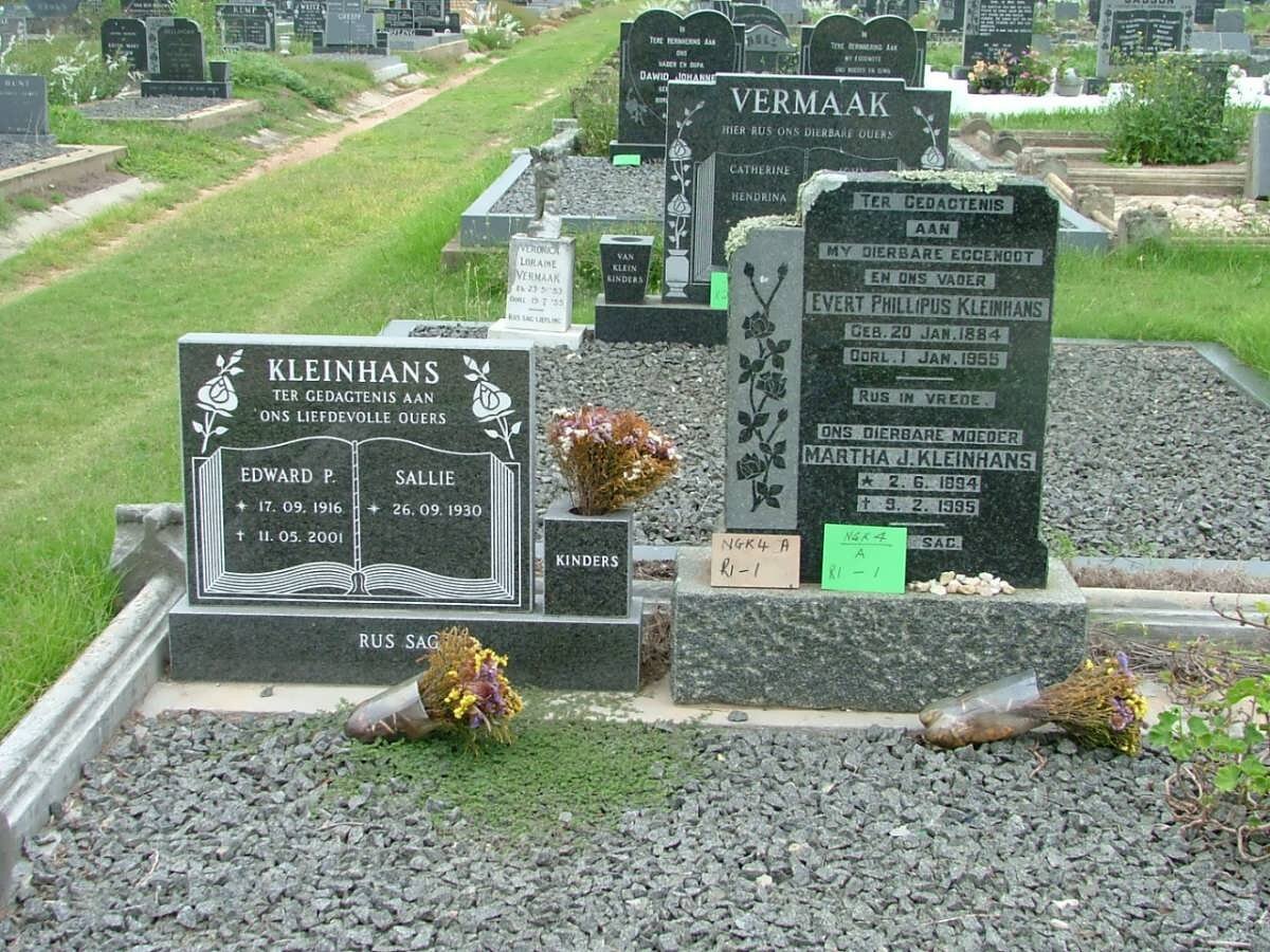 KLEINHANS Evert Phillipus 1884-1955 &amp; Martha J. 1894-1995 :: KLEINHANS Edward P. 1916-2001 &amp; Sallie 1930-