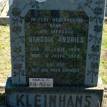 KLEINHANS Hendrik Andries 1905-1962