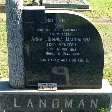 LANDMAN Anna Johanna Magdalena VENTER 1912-1958