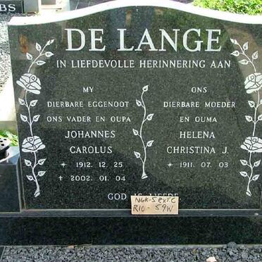 LANGE Johannes Carolus, de 1912-2002 &amp; Helena Christina 1911-
